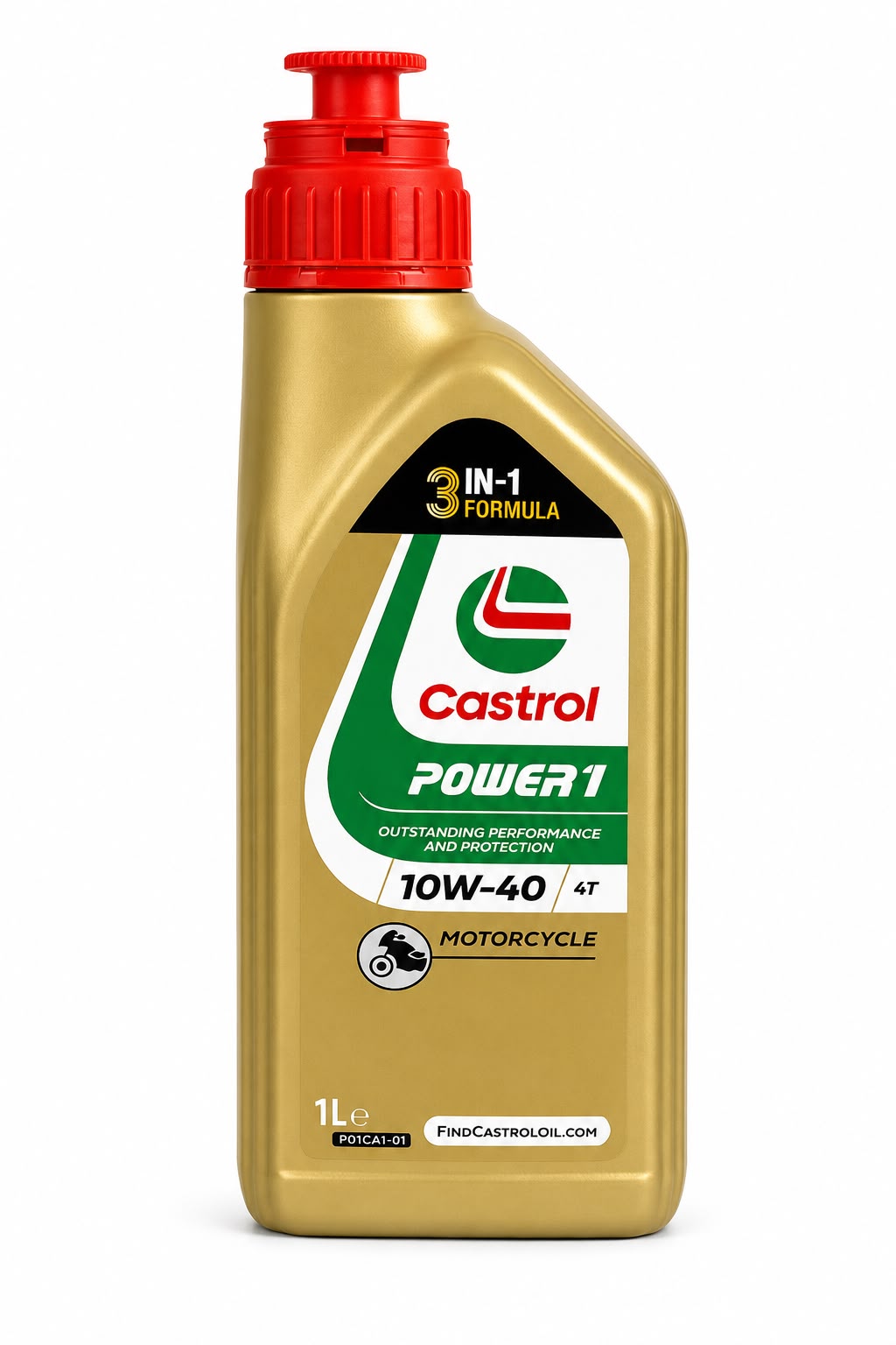 Aceite Castrol Power1 10W-40 4T 3 en 1 para motocicleta 1L