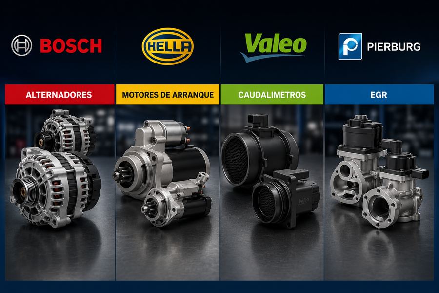 Alternadores, motores de arranque, caudalímetros y EGR de Bosch, Hella, Valeo y Pierburg