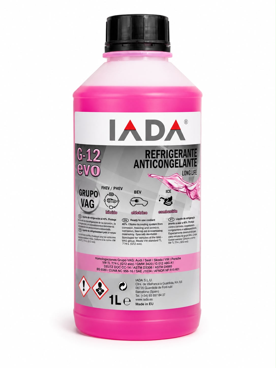 Anticongelante IADA G-12 evo rosa 1L grupo VAG VW TL 774-L