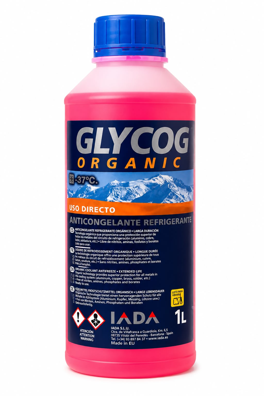 Anticongelante IADA Glycogel Organic 50% rojo 1L -37ºC