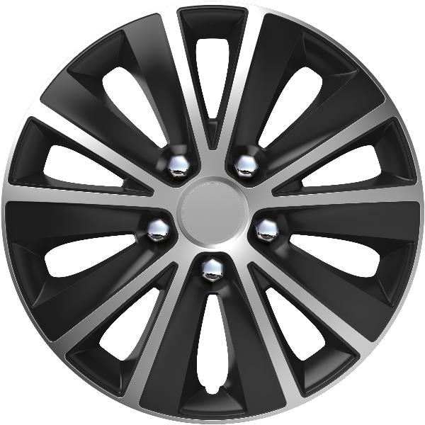 Tapacubos Pool Line 15" bicolor negro y plata